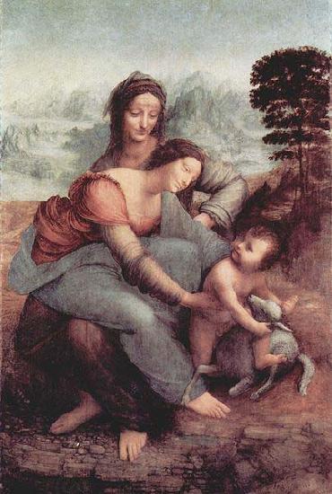 LEONARDO da Vinci Hl. Anna, Maria, Christuskind mit Lamm oil painting picture